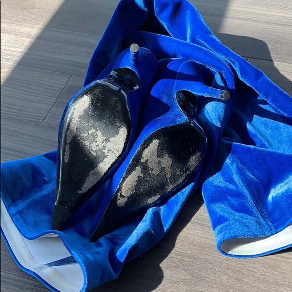 balenciaga blue velvet boots